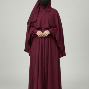 Al-Jouri Premium Maroon Abaya - Soft Nidha Fabric
